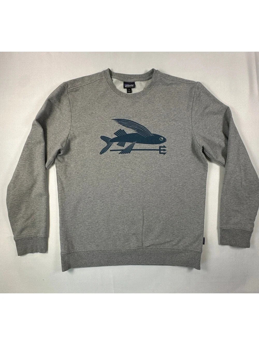Patagonia Flying Fish Midweight Crew Sweatshirt Men's Medium Grey Graphic Fleece